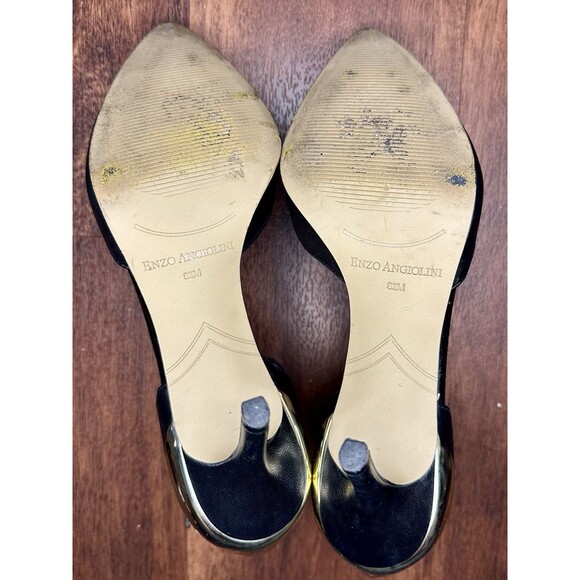 Enzo Angiolini Black and Gold Leather Ankle Strap Heels Size 8.5 EUC!!! - Picture 6 of 6